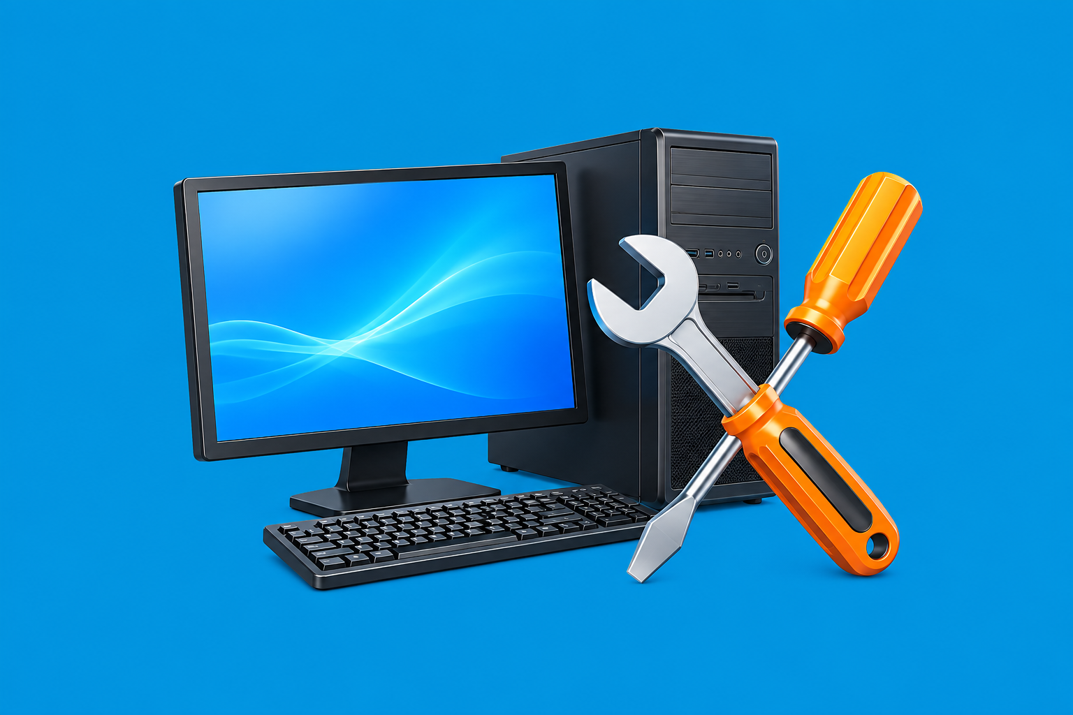 Computer driver and software support tools illustration
